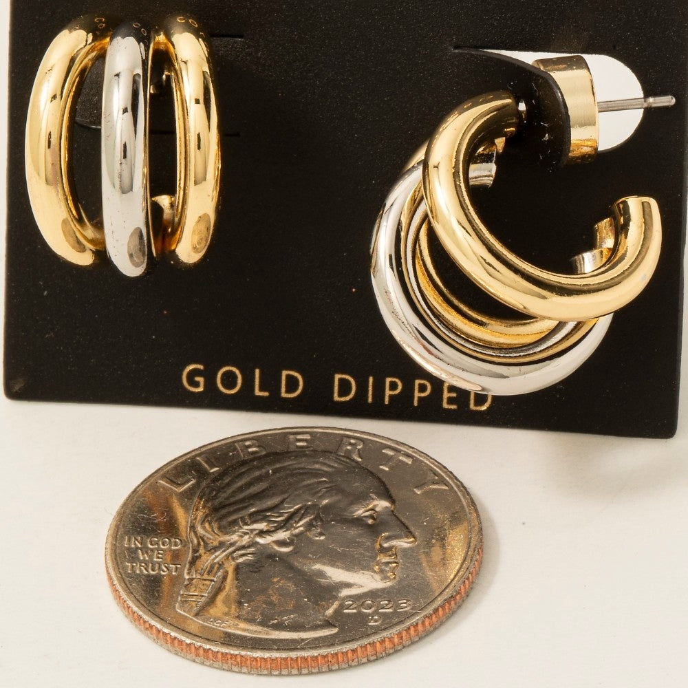 2 Tone Tube Hoop Earring