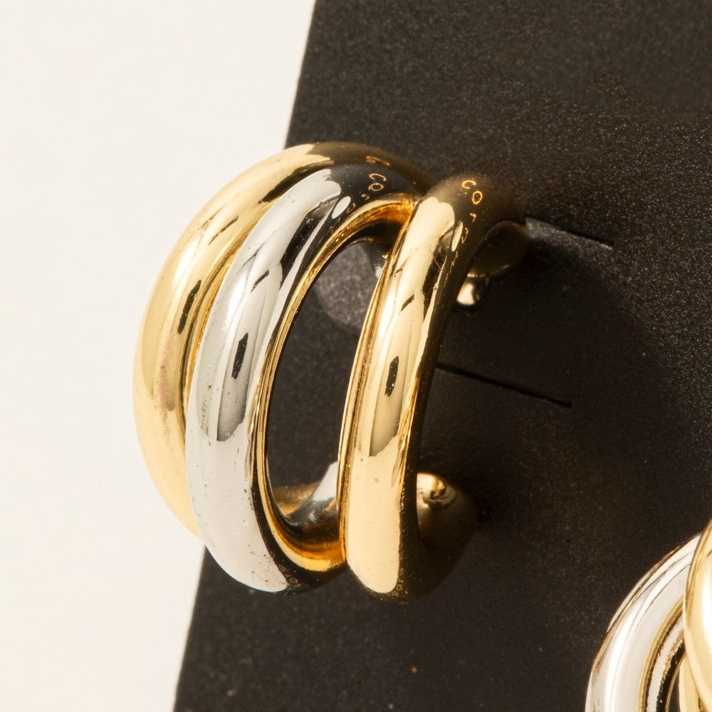 2 Tone Tube Hoop Earring