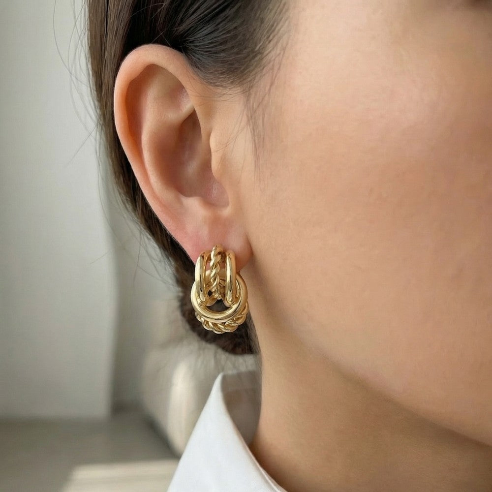 Knotted Hoop Stud Earrings