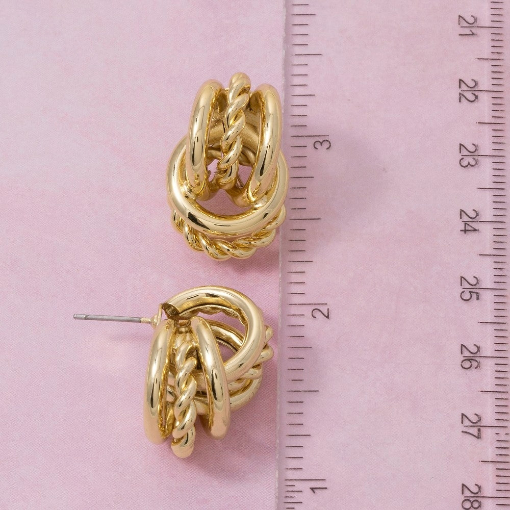 Knotted Hoop Stud Earrings