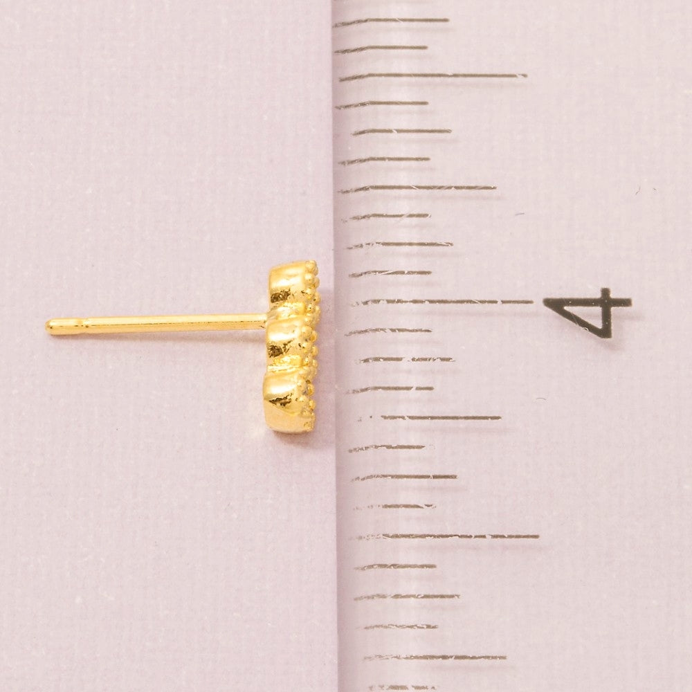 Triple CZ Bar Stud Earring