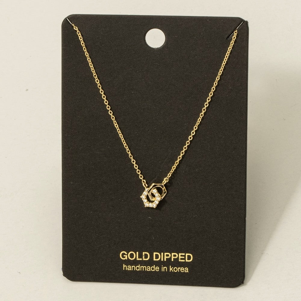Hexagon CZ Charm Necklace