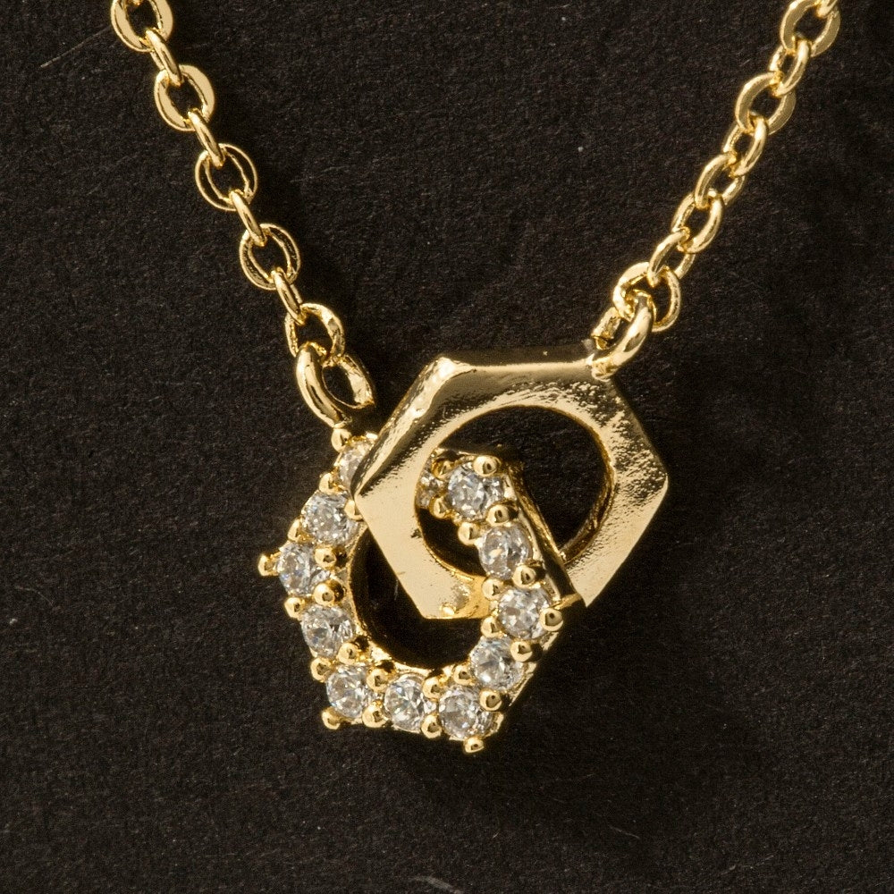 Hexagon CZ Charm Necklace