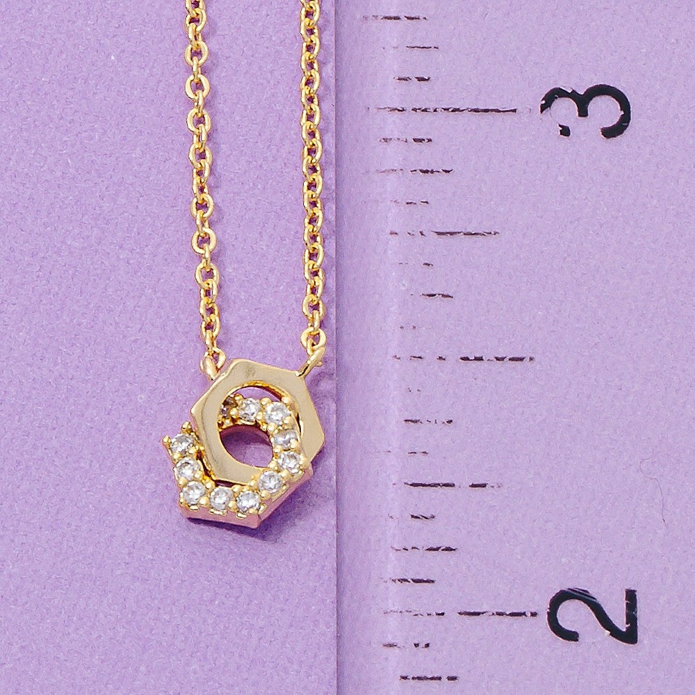 Hexagon CZ Charm Necklace