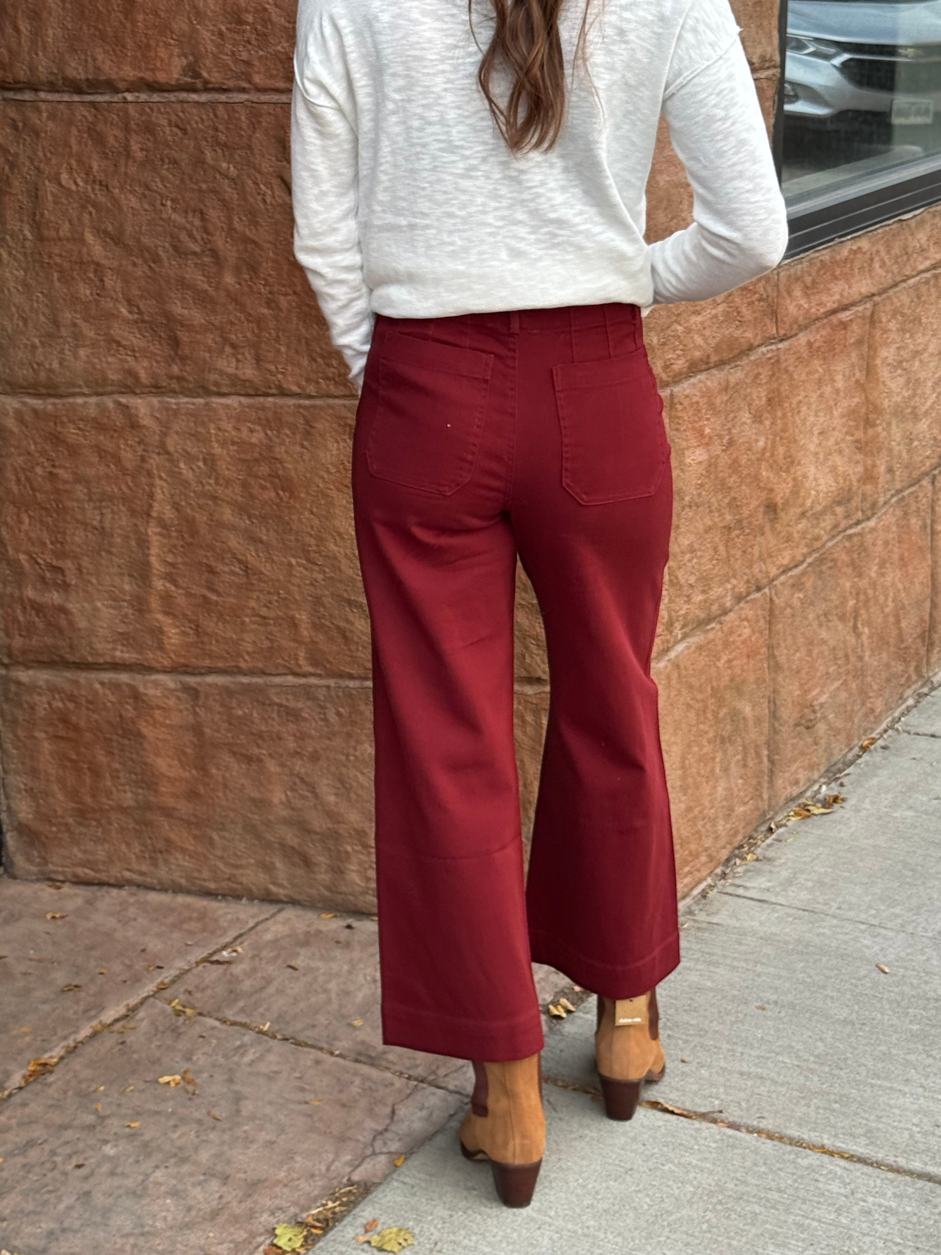 Wine Wide Leg Pants