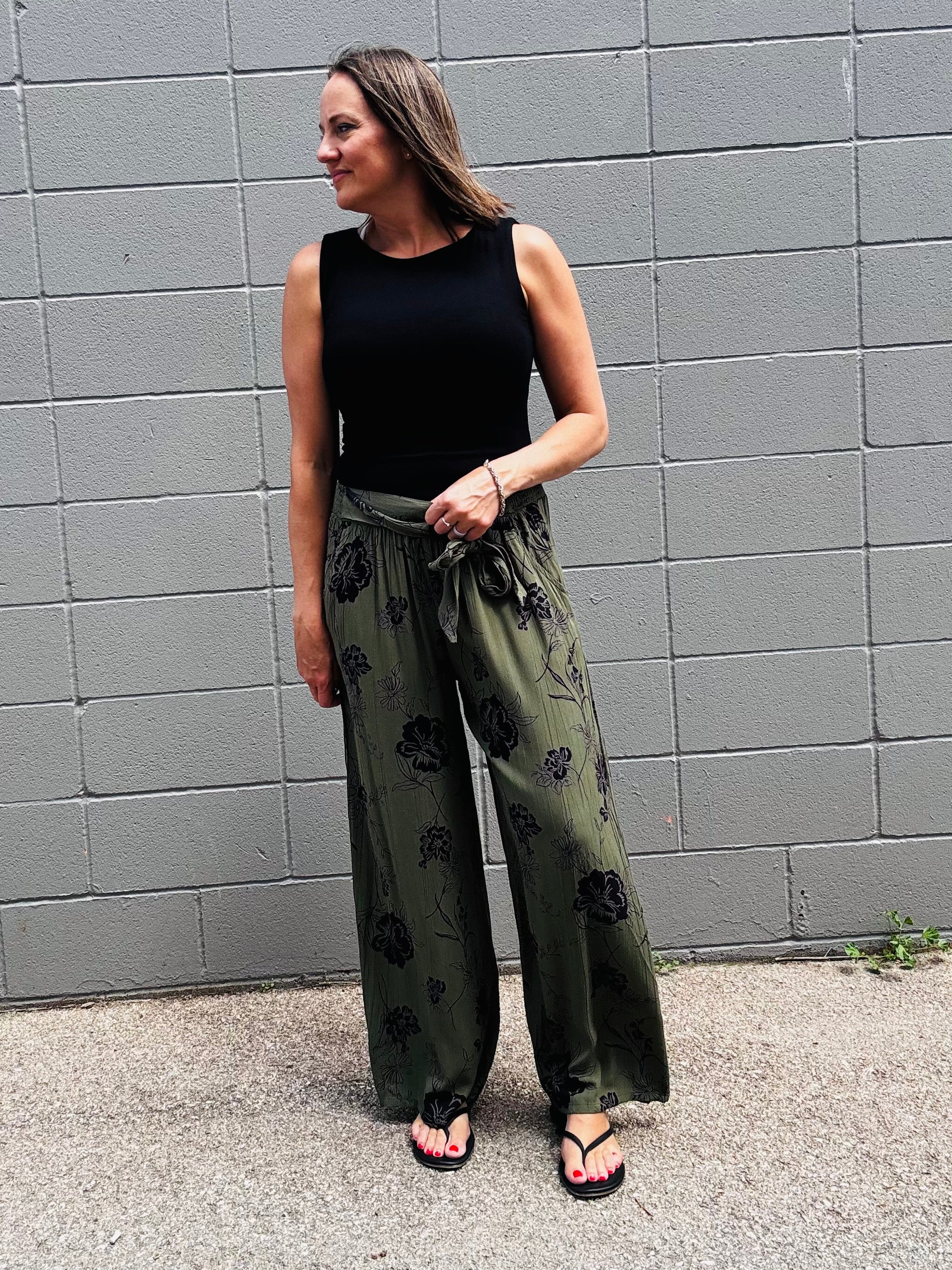Tie Waist Wide Leg Pant
