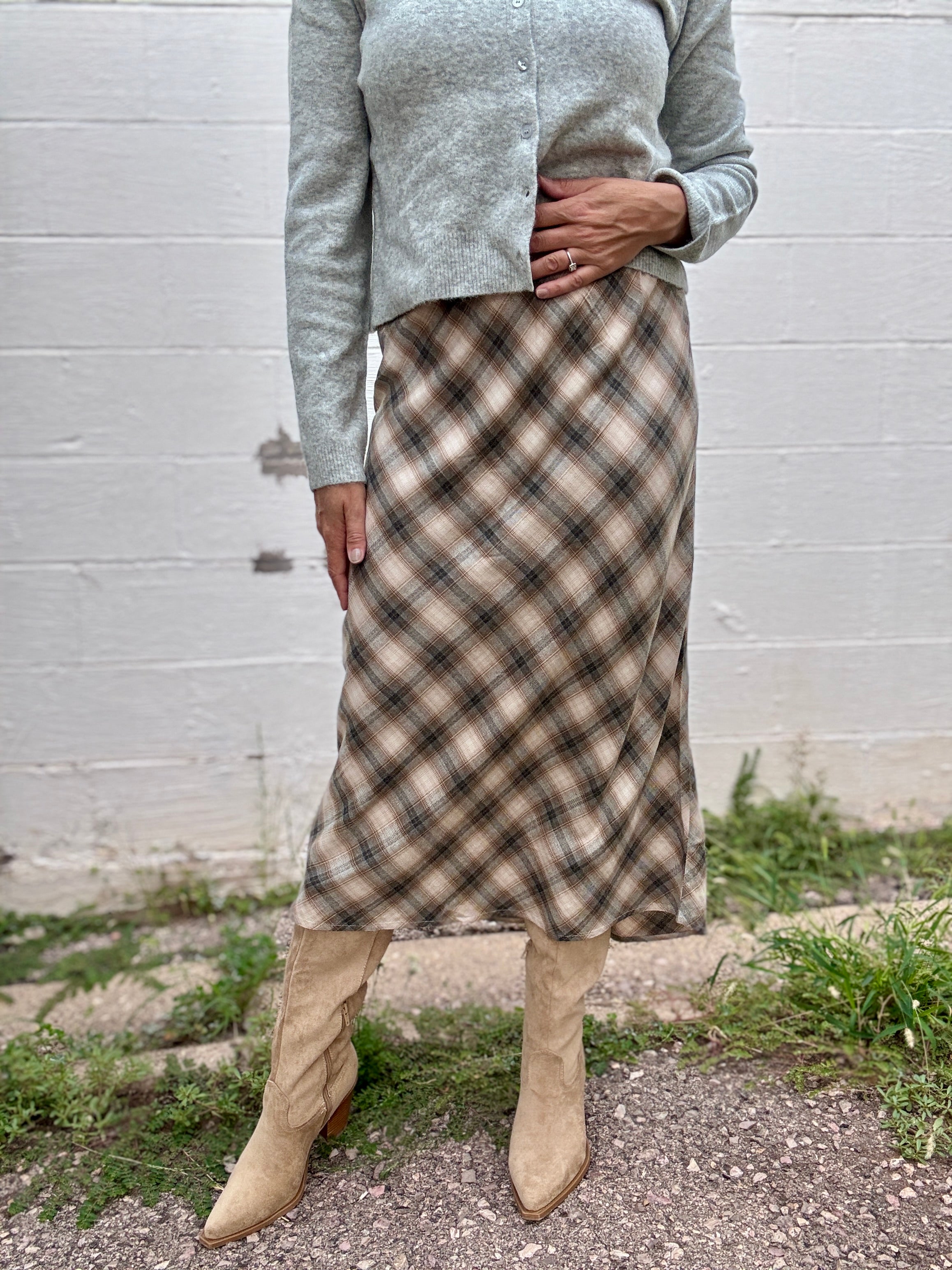 Tartan Plaid Midi Skirt