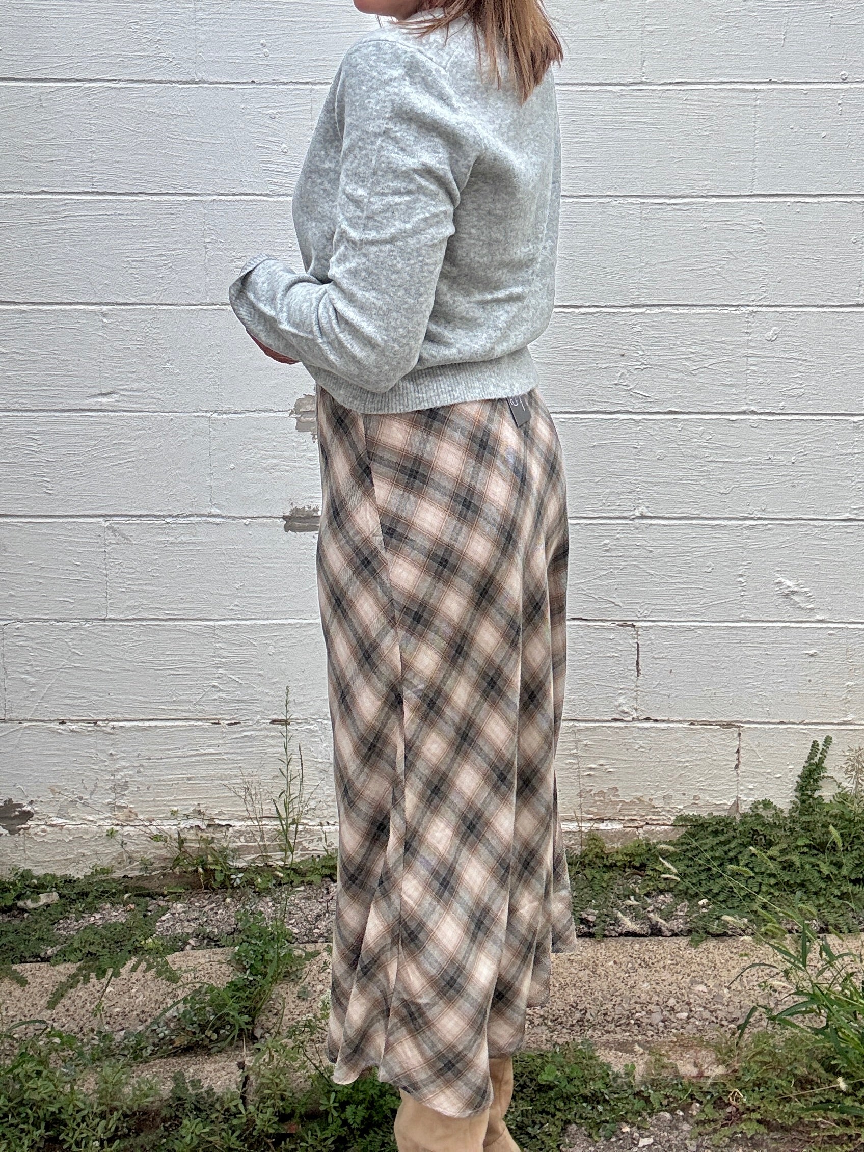 Tartan Plaid Midi Skirt