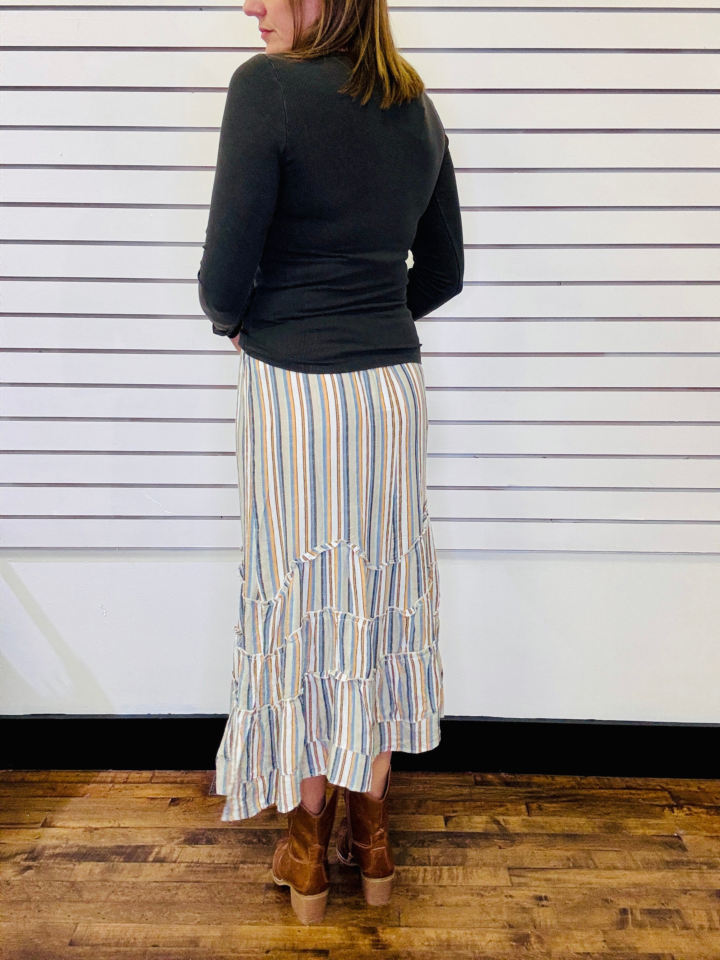 Notch Neck Ribbed Long Sleeve