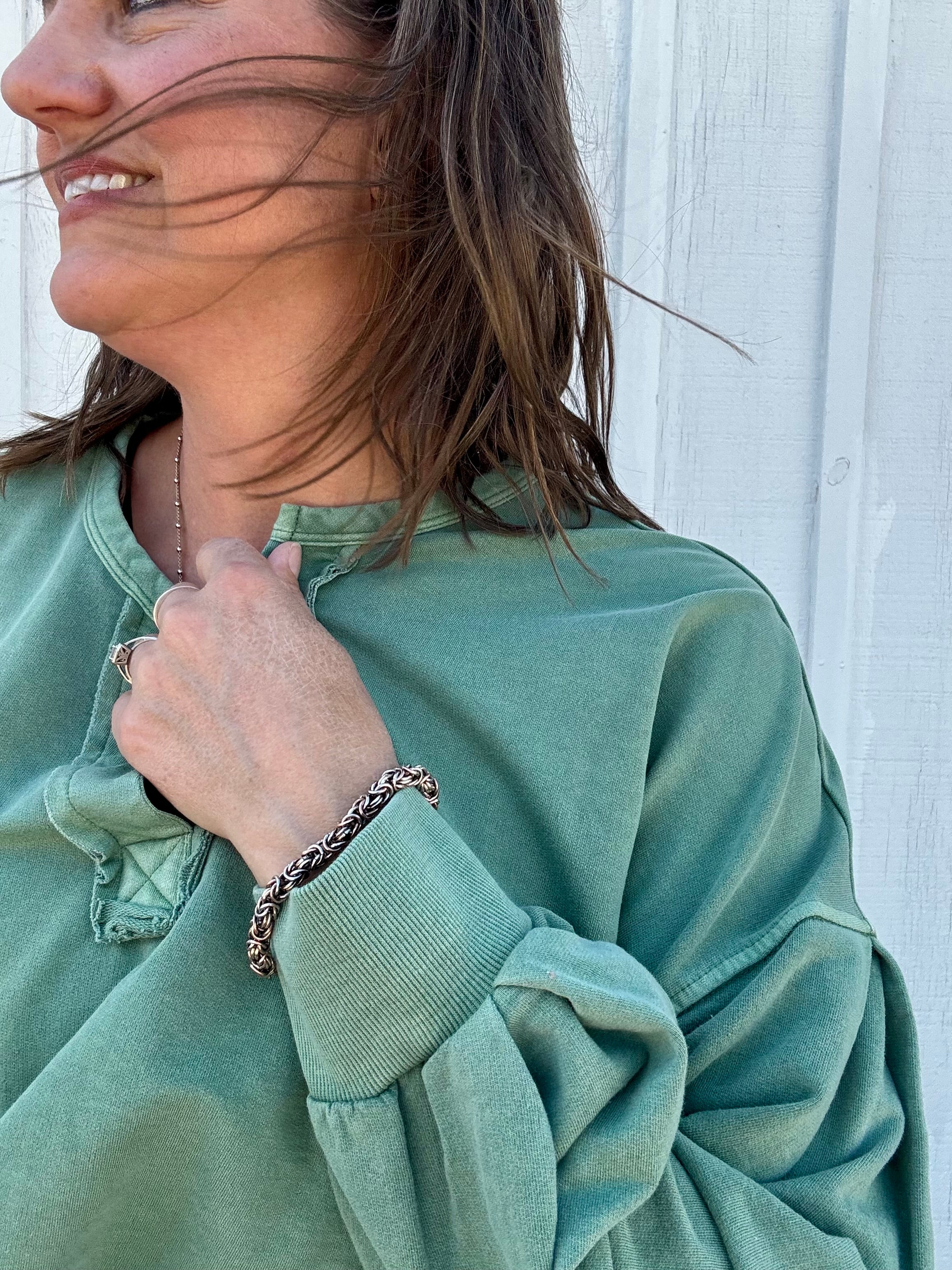 The Camille Washed Henley Pullover