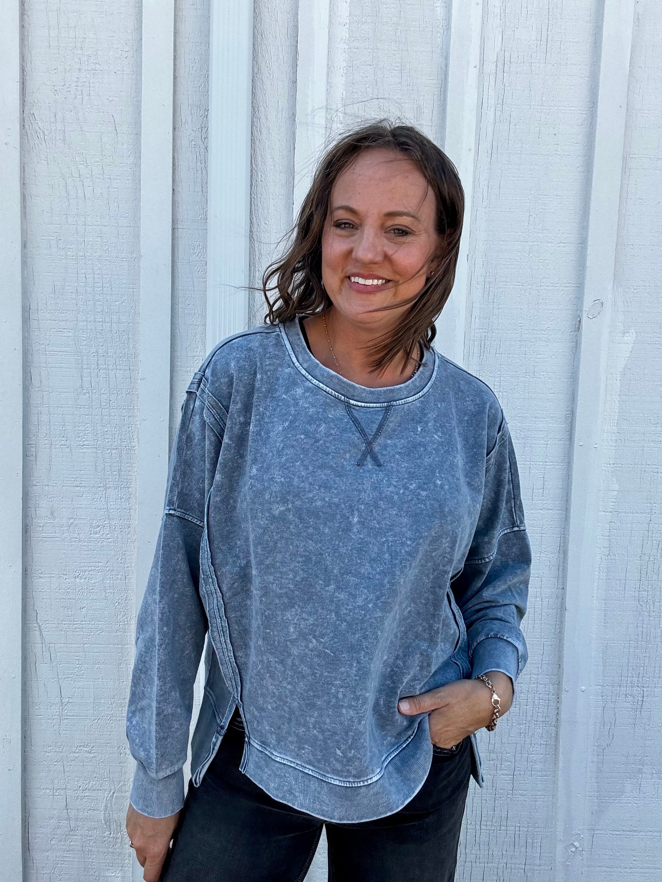 The Kennedy Washed Indigo Pullover