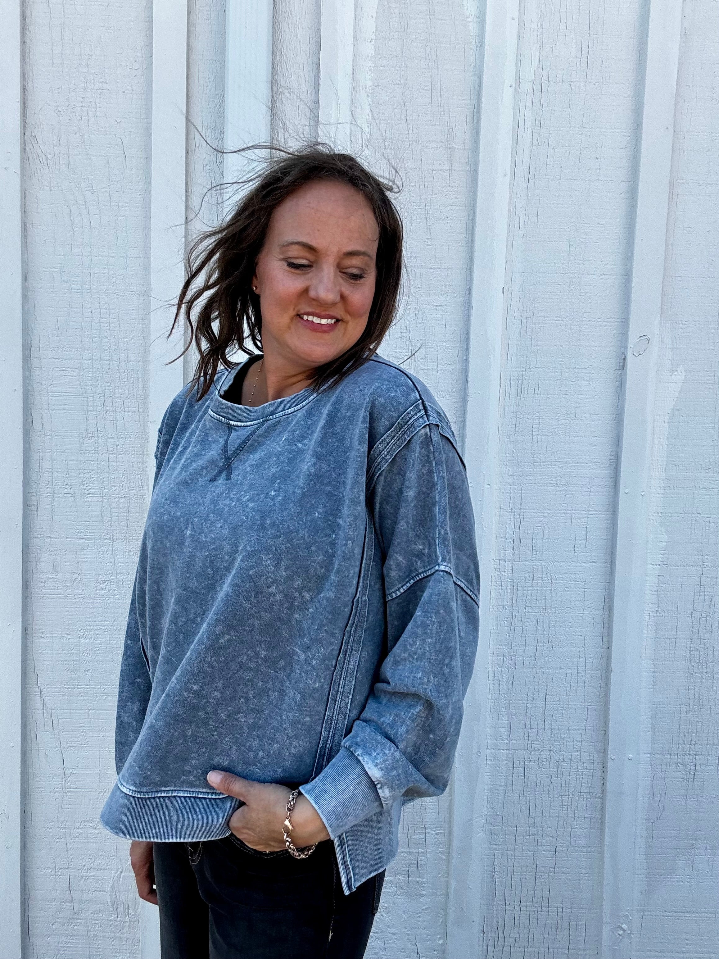 The Kennedy Washed Indigo Pullover