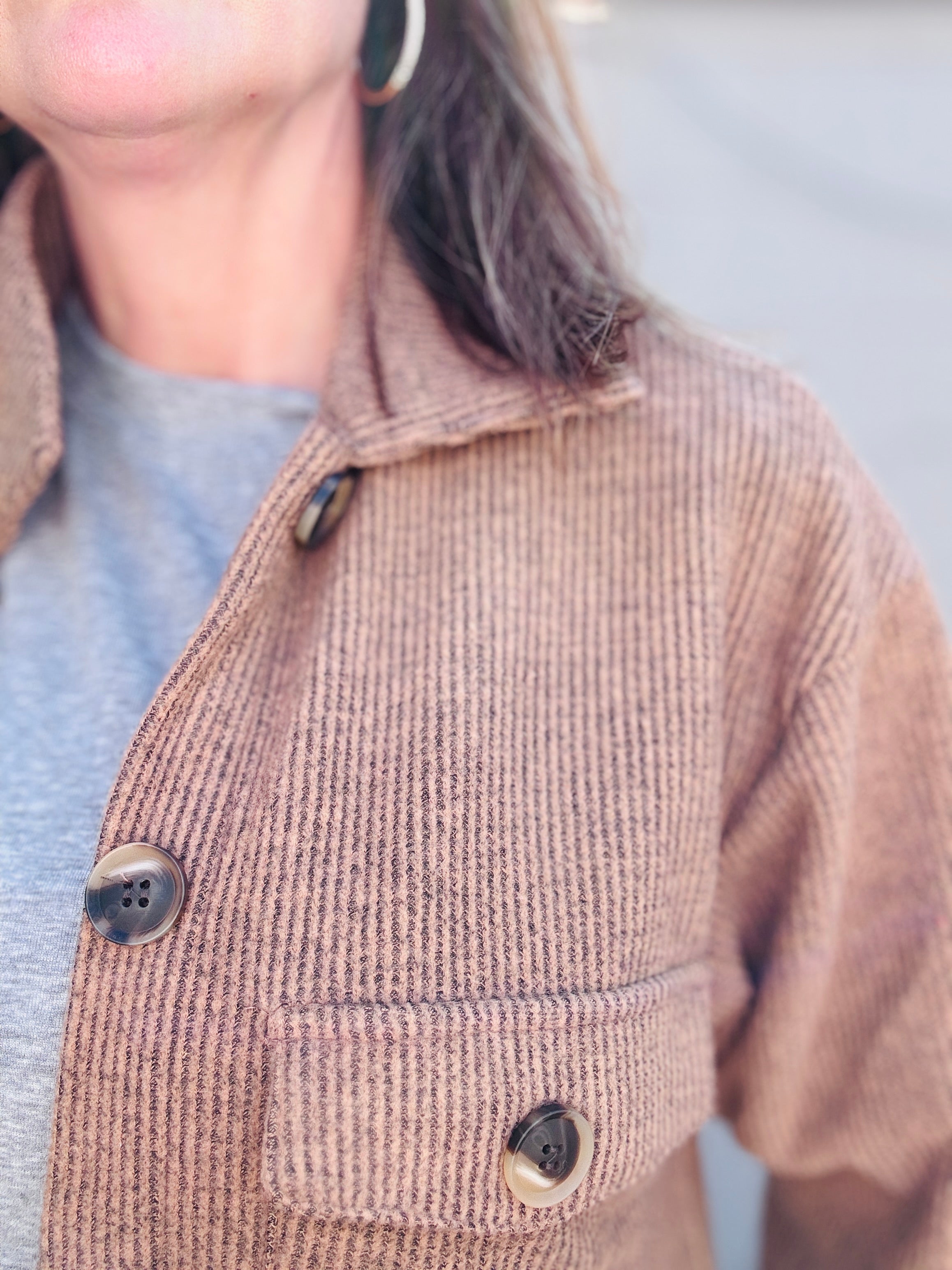 Long Brushed Waffle Jacket