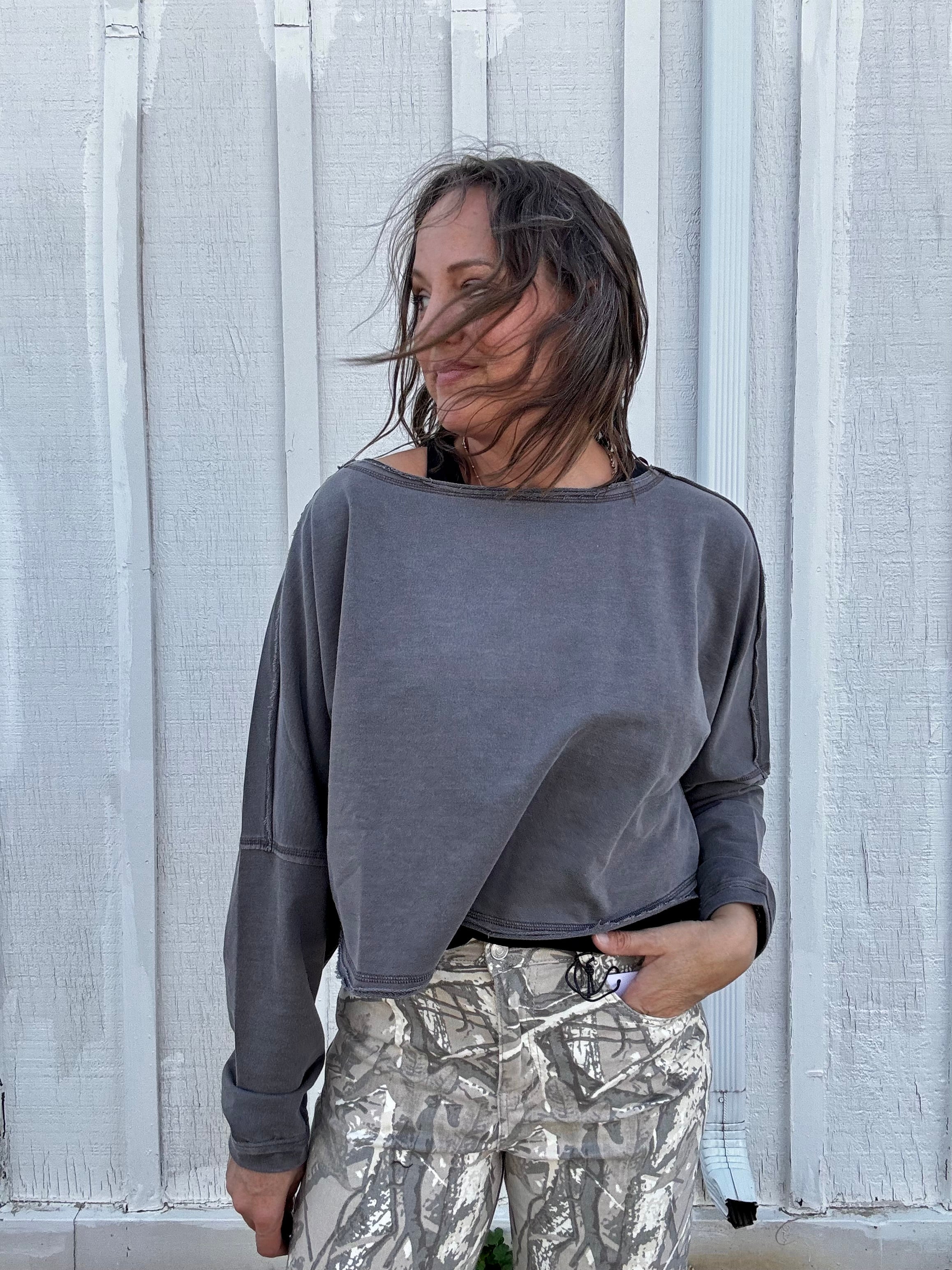 The Blair Washed Raw Seam Pullover