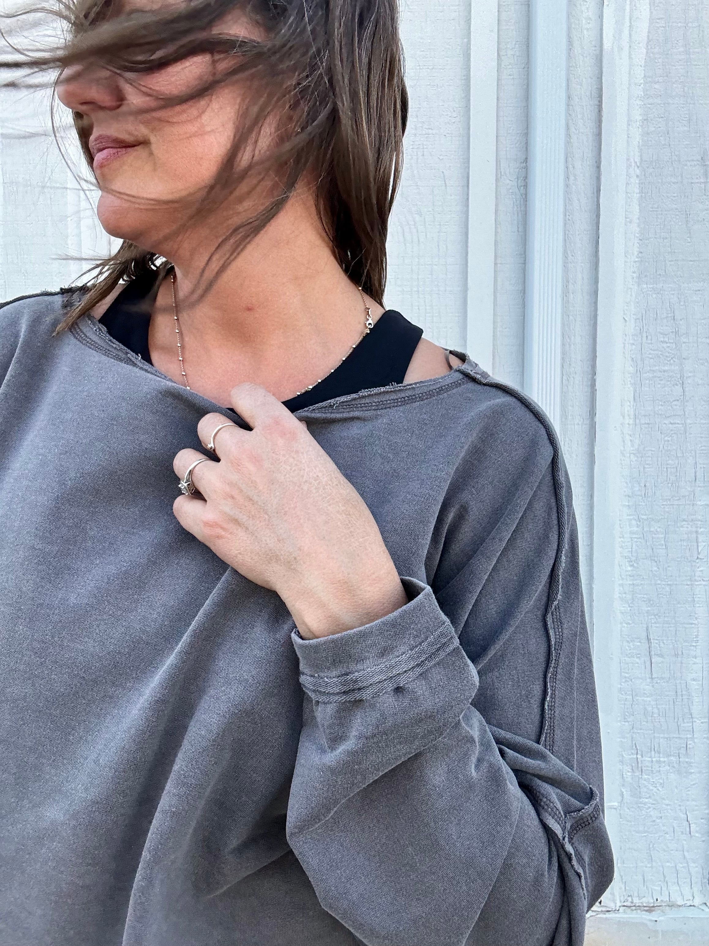 The Blair Washed Raw Seam Pullover