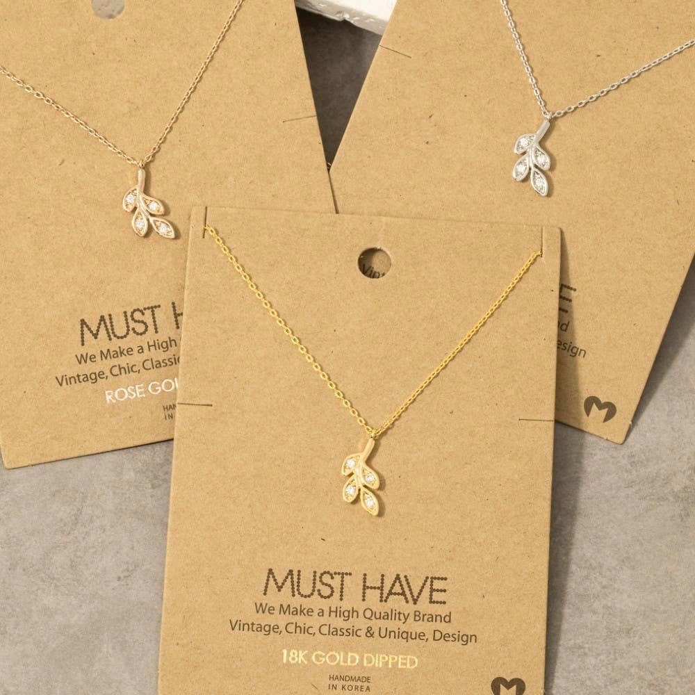 CZ Leaves Pendant Necklace