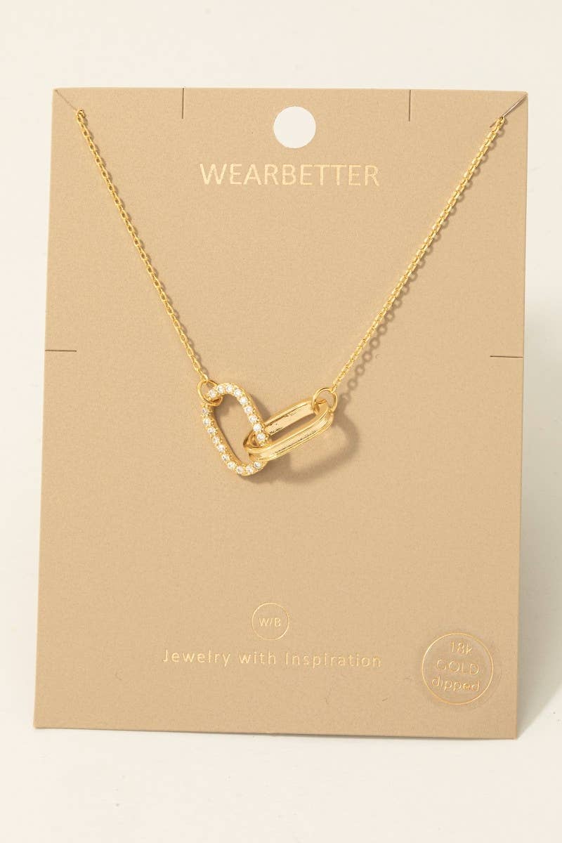 Pave Oval CZ Link Necklace