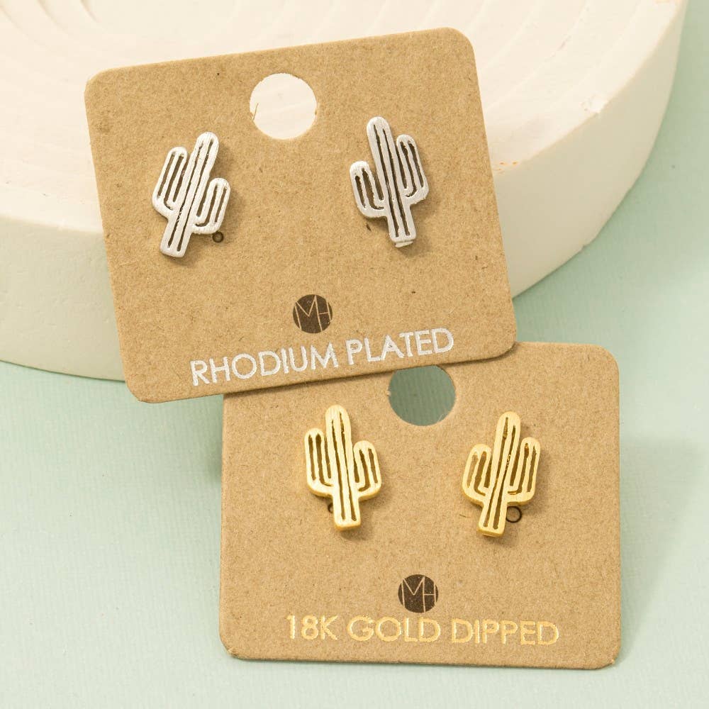 Dainty Desert Cactus Stud Earrings