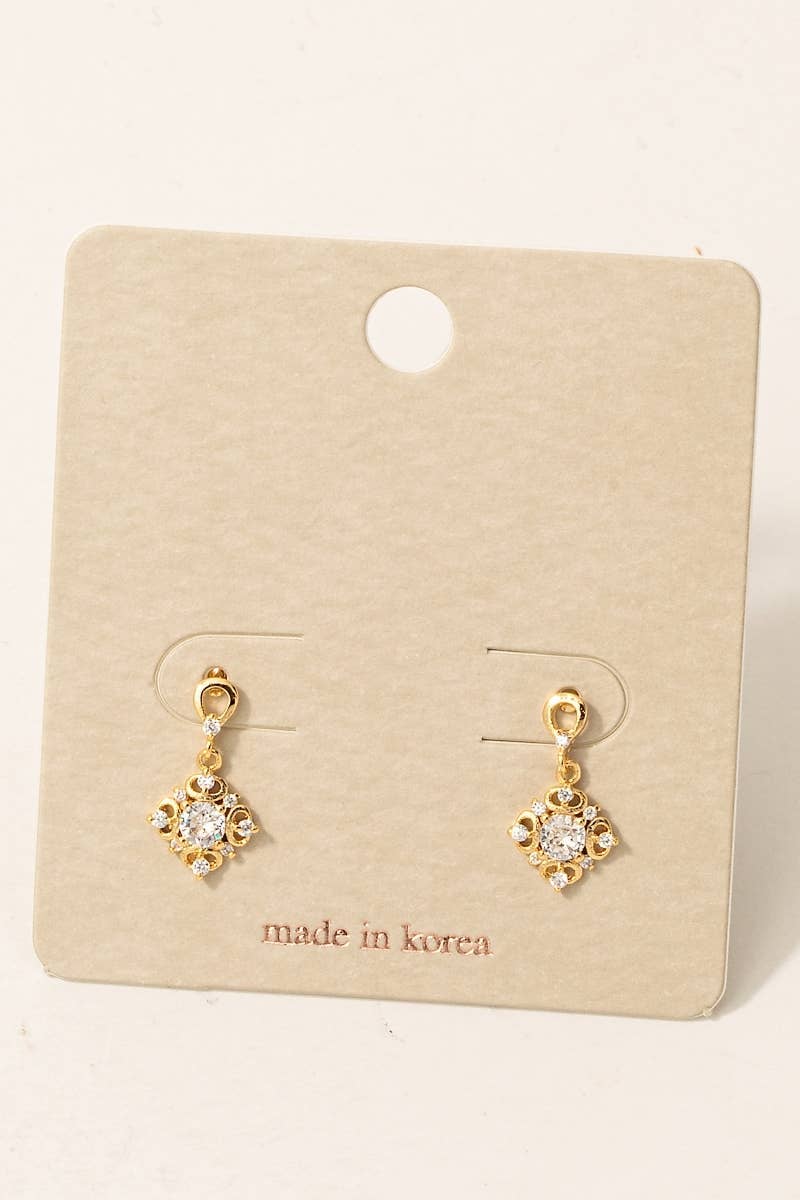 Intricate CZ Dangle Stud Earrings