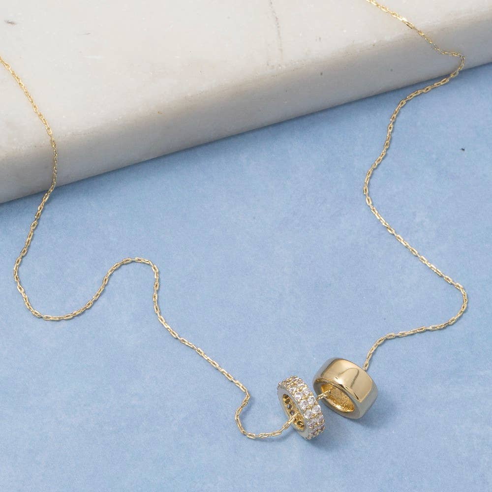 CZ Double Hoop Necklace