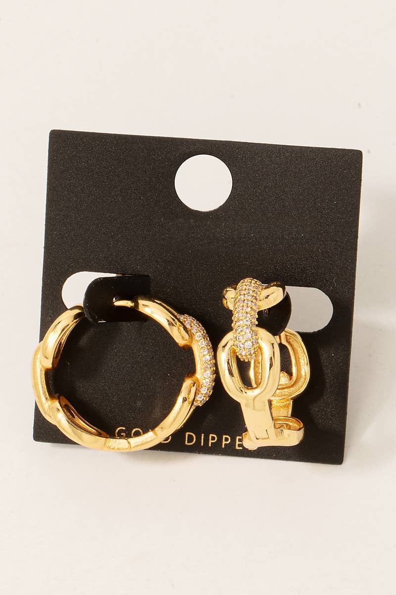 CZ Chain Hoop Earrings