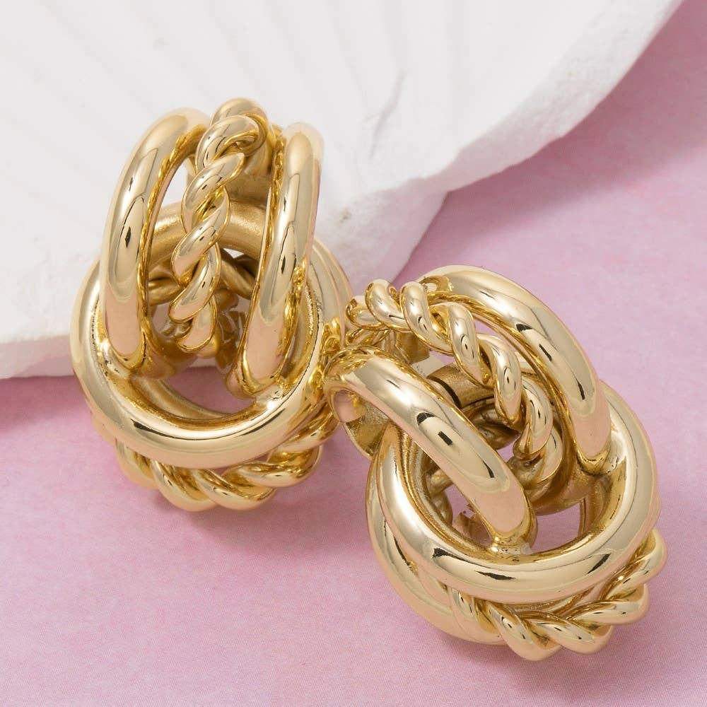 Knotted Hoop Stud Earrings