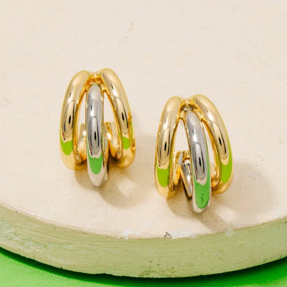 2 Tone Tube Hoop Earring