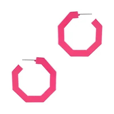 2" Metal Hexagon Earring