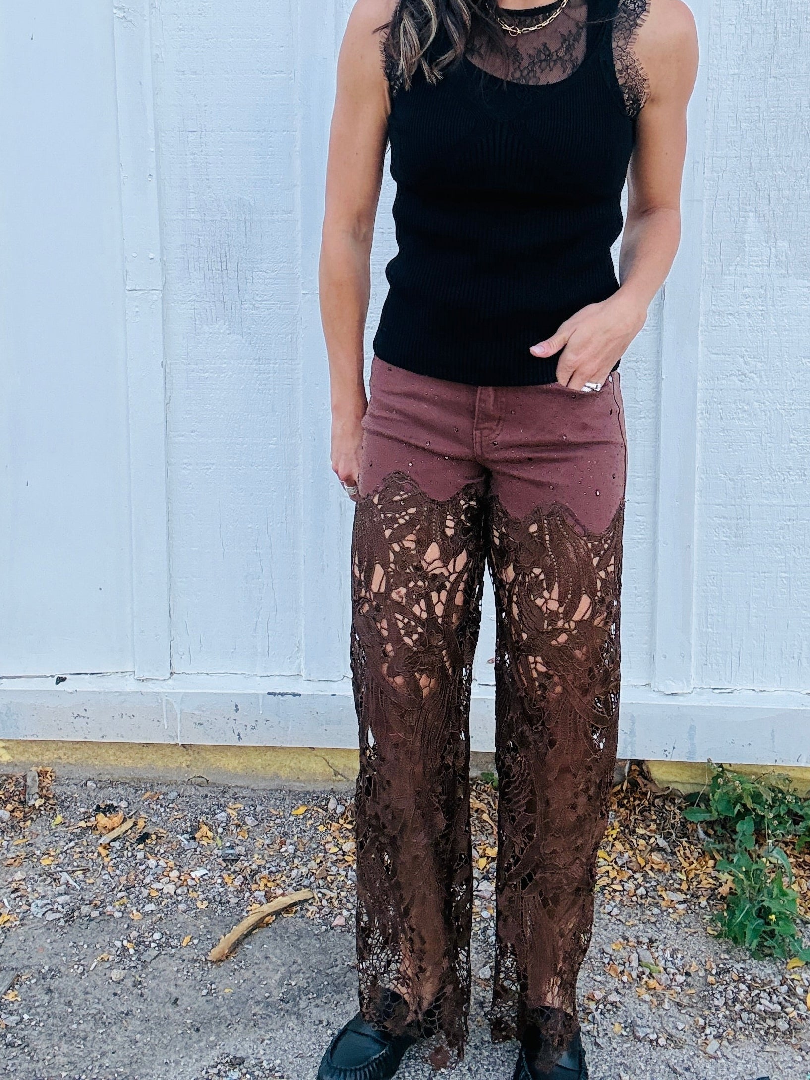 Cutout HR WL Chocolate Jeans