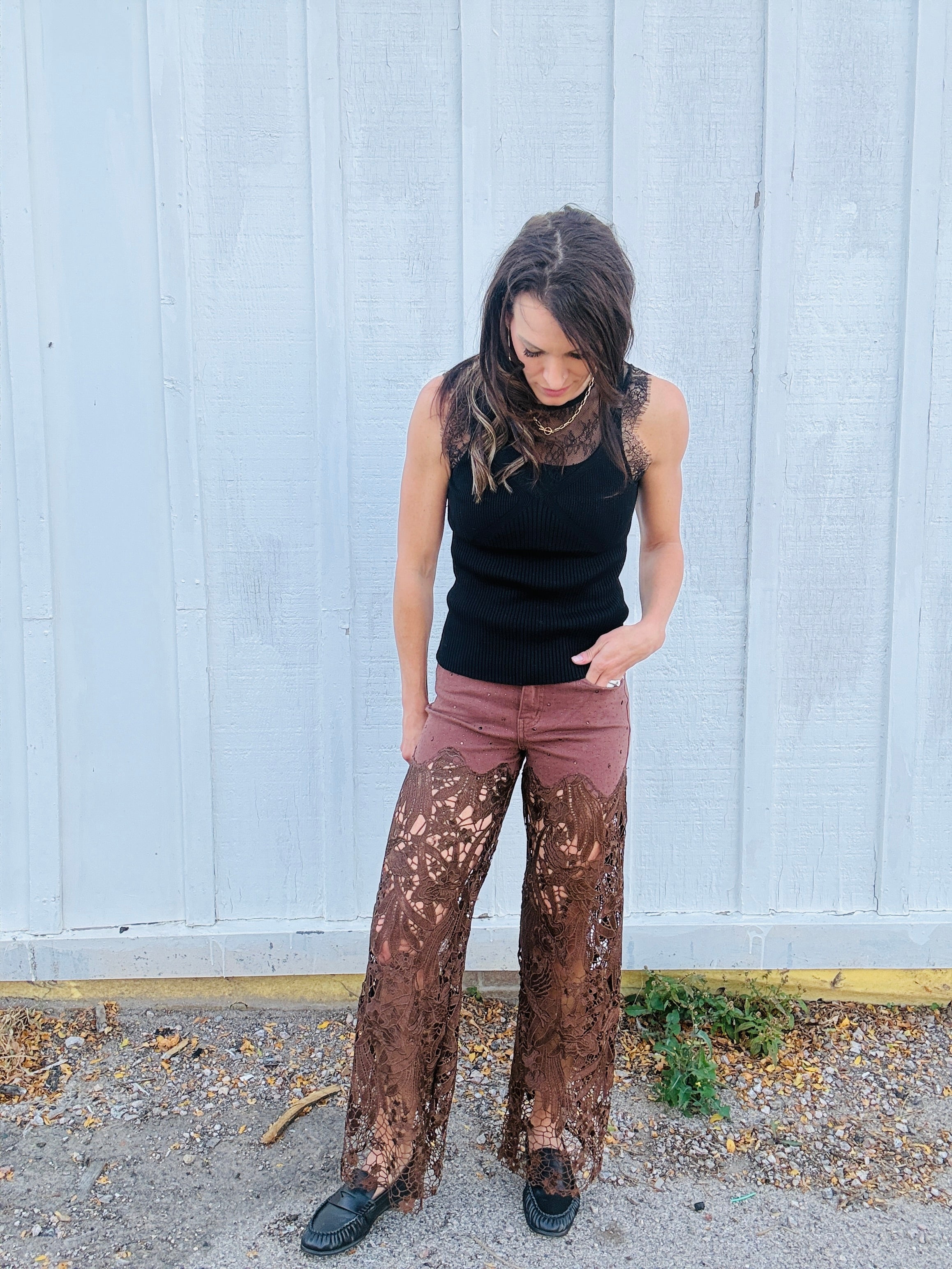 Cutout HR WL Chocolate Jeans