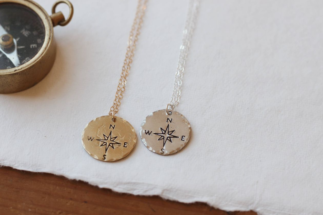 Compass Stamped Necklace