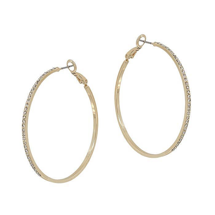 Gold Rhinestone 2" Earrings