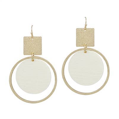 Textured Square & Circle Earring